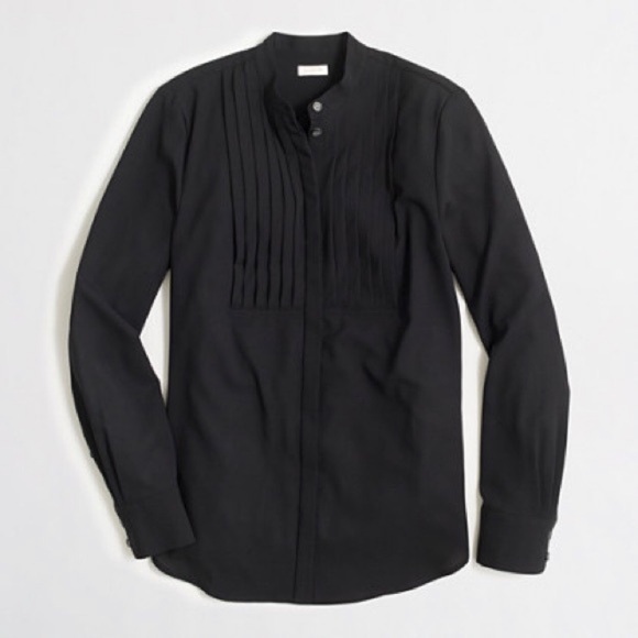 J. Crew Tops - J Crew XS Black Drapey Tuxedo Top